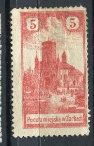 POLAND; 1918 early Zarki Church Local issue fine Mint hinged 5h. value