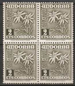 Andorra Spanish 1951 Sc 37 block MNH**