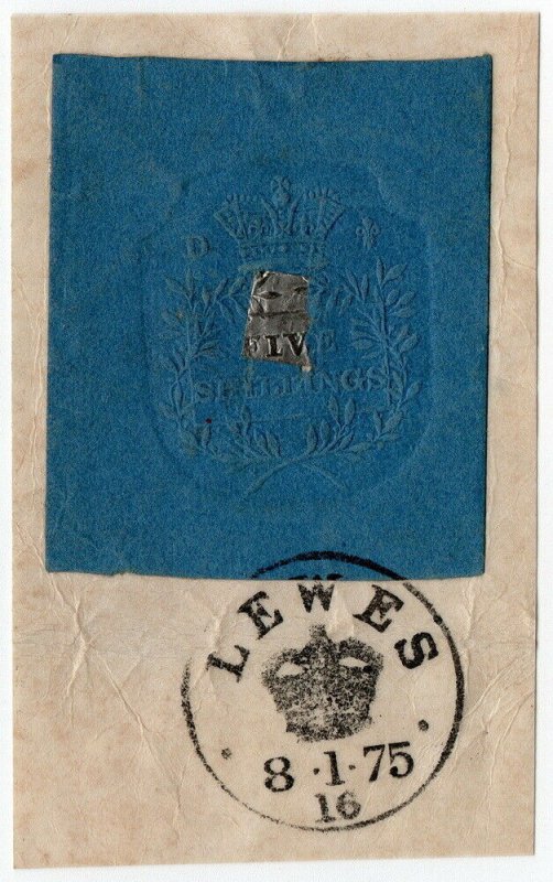 (I.B) QV Revenue : Impressed Duty 5/- (Lewes 1875)