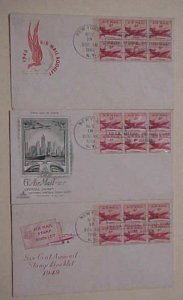 US FDC 3 DIFF. FDC BOOKLET PANES 1949 CACHET