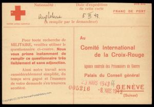 UK 1943 Singapore Japanese POW THAI Camp Red Cross Cover Catholic Switzerl 89603