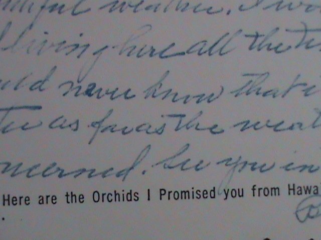 ​UNITED STATES-LOVELY HAWAIIAN ORCHIDS- PICTURE POST CARD WITH STAMP-USED-VF