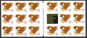 United States 2597a 29¢ Eagle & Shield (1992). Pane of 17. Red 29. MNH