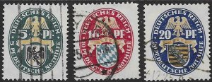 Germany  B 12-14  1925  set  3  FVF  Used