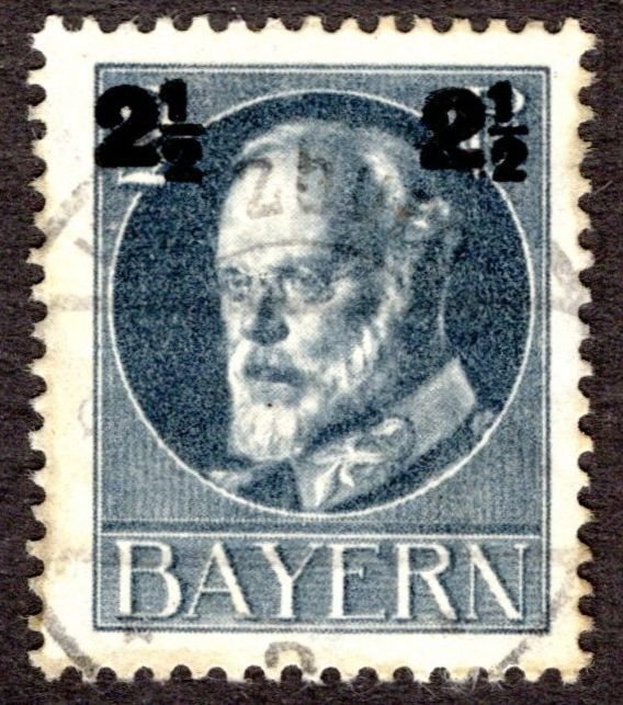 1916, Germany Bavaria 2 1/2pf, Used, Sc 115