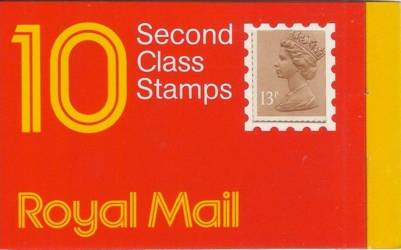 GB 1987 13p Window Booklet GI1 'H' Square Tab