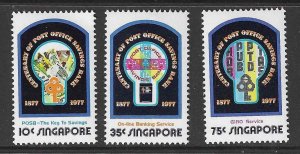 SINGAPORE SG305/7 1977 POST OFFICE SAVING BANK MNH