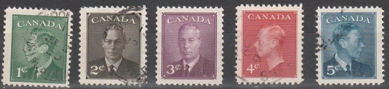 #289-93 Canada Used George VI Postage Omitted