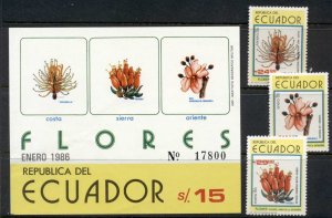 Ecuador 1986 Indigenous Flowers + MS MUH