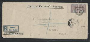 LEEWARD ISLANDS  (P806B) 1915 QV 2 1/2DX2 ON RLE FROM DOMINICA TO ENGLAND