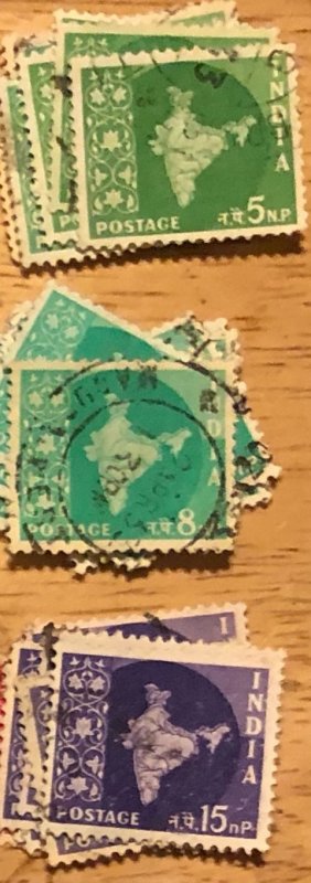 India Group 250+ stamps F/VF Used Cat. $50.00 1958-1963 issue