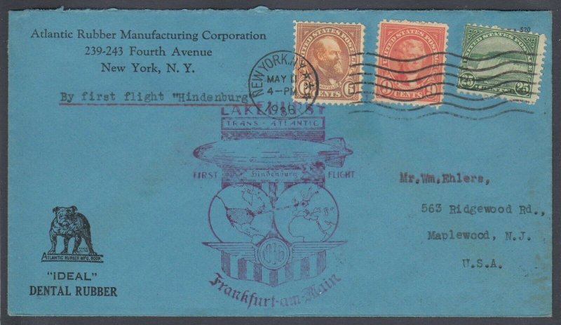 USA 1936 Lakehurst Graf Zeppelin cover from New York