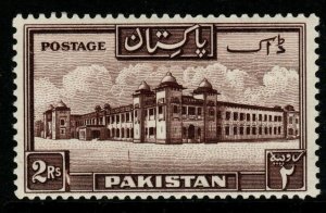 PAKISTAN SG39a 1954 2r CHOCOLATE p13 MTD MINT