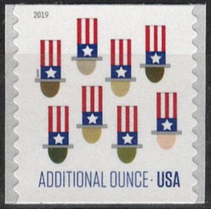 USA Sc. 5341 (15c) Uncle Sam Hats 2019 MNH coil single + pair