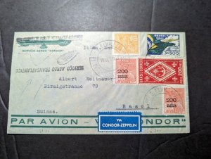 1933 Brazil LZ 127 Graf Zeppelin Airmail Cover Blumenau to Basel Switzerland