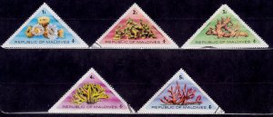 Maldives, 1975,  Marine Life - Corals, Urchins and Sea Stars, #557-561, used*