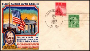 4 Jul 1945 Staehle Multicolor Flag Raising Over Berlin Cover - Unaddressed