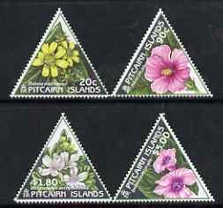 Pitcairn Islands 1998 Flowers triangular perf set of 4 un...