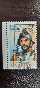 US Scott # 2704; used 29c Cabrillo from 1992; VF centering; off paper