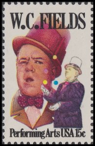 US 1803 Performing Arts W C Fields 15c single MNH 1980