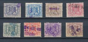 Spain Scott unlisted,  Various telegraph stamps  (8 differents)