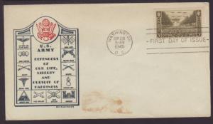 US 934 Army 1945 Sadworth Label FDC