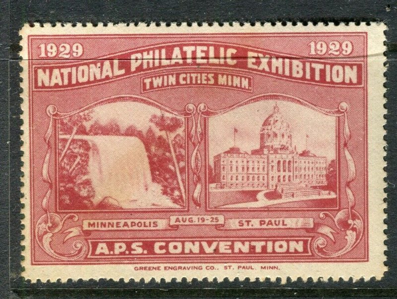 USA; 1929 National Philatelic Expo Minneapolis APS Convention Stamp Mint