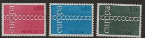 Monaco 797-99  1971 set 3  fvf mint  hinged