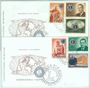 67309 -  SAN MARINO - Postal History - Set of 2 FDC COVER  -  1960  LYONS Lions