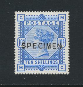 GB 1883-4, SG#183s 10sh ULTRAMARINE SPECIMEN TYPE ll, VF MLH (SEE BELOW)