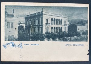 1900s Greece Real Picture Postcard Cover To London England Schliemann House