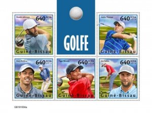 Guinea-Bissau - 2019 Professional Golfers - 5 Stamp Sheet - GB191004a