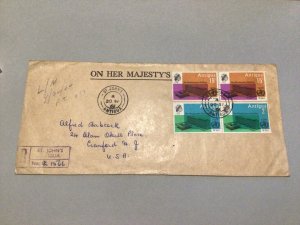 Antigua  1966 O. H. M. S. Registered United States Stamps Postal Cover Ref 64625