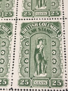 BRITISH COLUMBIA  # BCL23d-MNH-FULL PANE 25-LAW STAMP--MAJOR PLATE FLAW-1912-16