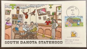 2416 Collins Hand Painted cachet South Dakota Statehood FDC 1989