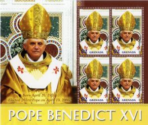 GRENADA 3545 MNH S/S SCV $12.00 BIN $6.00 POPE BENEDICT XVI