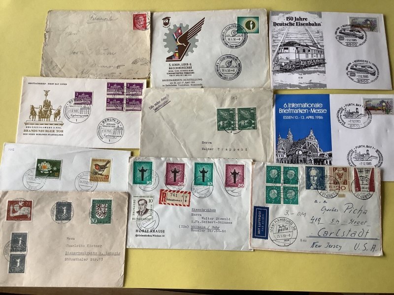 Germany 10 vintage  postal stamps cover items Ref A590 