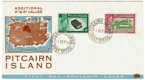 Pitcairn Island 1951 cacheted first day cover to the U.S., SG 5b, 6a