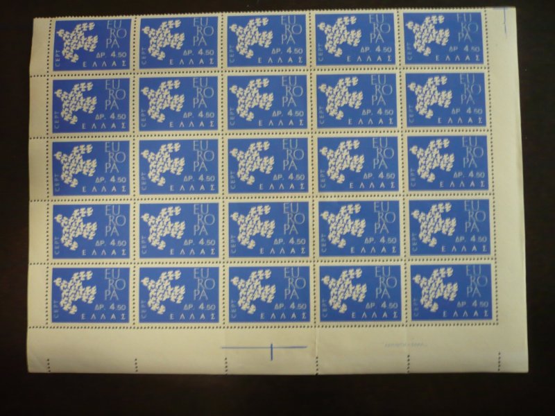 Stamps - Greece - Eurpoa 1961 - Scott#719 - Mint Never Hinged Sheet of 25 Stamps