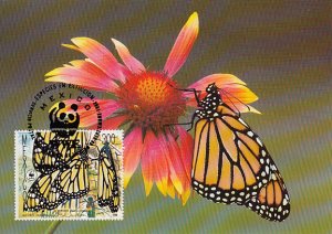 Mexico 1988 Maxicard Sc #1559 300p Monarch butterfly WWF