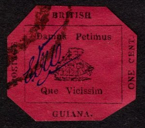 1856, British Guiana 1c, Used, Sc 13, Forgery