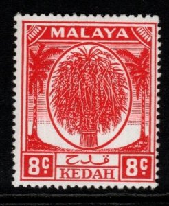 MALAYA KEDAH SG81 1950 8c SCARLET MNH