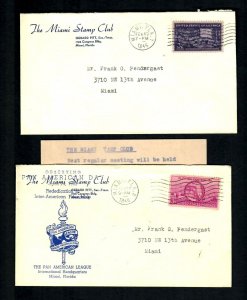 PH11Y Observing Pan American League Day Hdqs. 1945 The Miami  Stamp Co. Fla.
