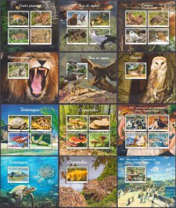 Gs1630-35 2019 Sao Tome & Principe Birds Wild Cats Mushrooms Art Renoir 6+6 Mnh