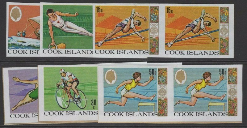 COOK ISLANDS SG277/82var 1968 OLYMPIC GAMES VERTICAL HORIZONTAL PAIRS MNH