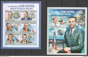 2013 Mozambique Space Alan Shepard Kb+Bl ** St2619