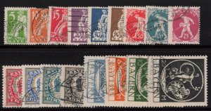 Germany (Bavaria) Sc #238-54 (1920) 5pf Ploughman to 20m Genius Set Used