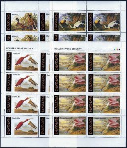 Tanzania 306-309 sheets,MNH.Michel 315-318. Audubon's birds 1986.Mallard,Eider,
