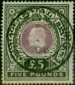 Natal 1902 £5 Mauve & Black SG144 V.F.U