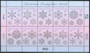 MARSHALL ISLANDS 2015 CHRISTMAS SNOWFLAKES SHEET OF TEN  MINT NEVER HINGED 